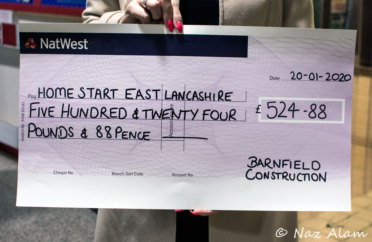 Colne Market_- cheque presentation to Home Start East Lancs